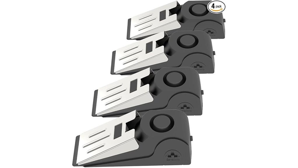 Door Wedge Alarms for Travel That Are Loud and Sensitive 15 120 db 4 pack alarms