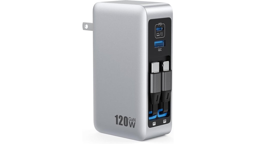 Best GaN Chargers With Retractable Plug (Compact) For Travel 7 120w gan usb c retractable