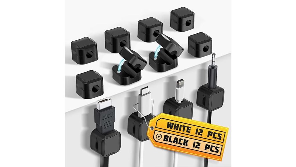 Hotel Desk Setup Hacks: Magnetic Cable Clips That Keep It Tidy 15 12 black cable clips