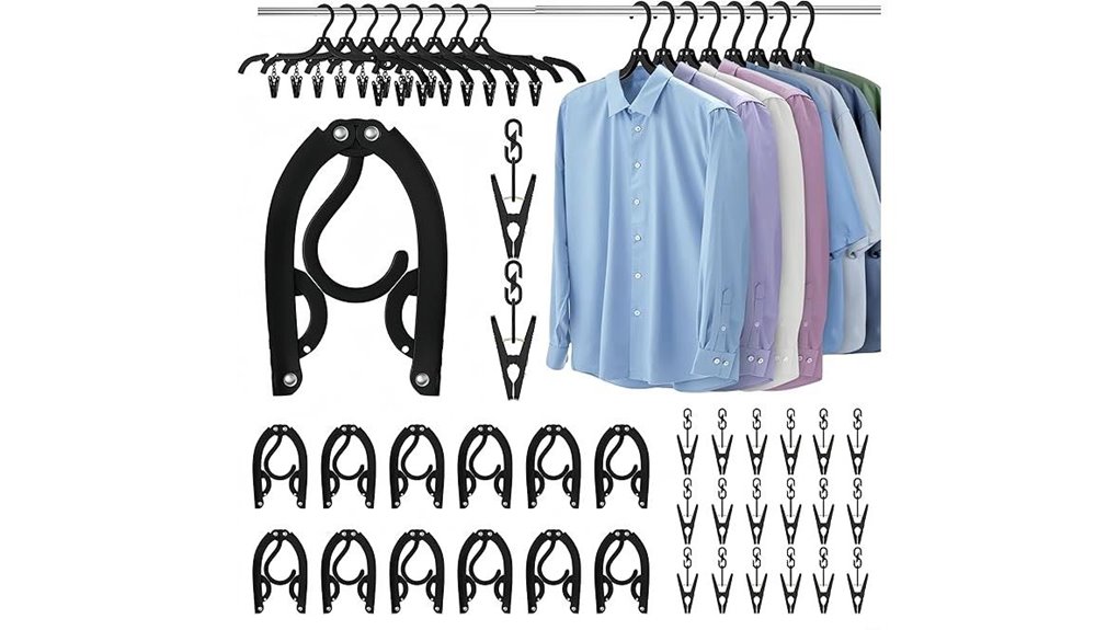 Best Compact, Strong, Useful Travel Hangers 14 12 piece portable 24 clip hangers