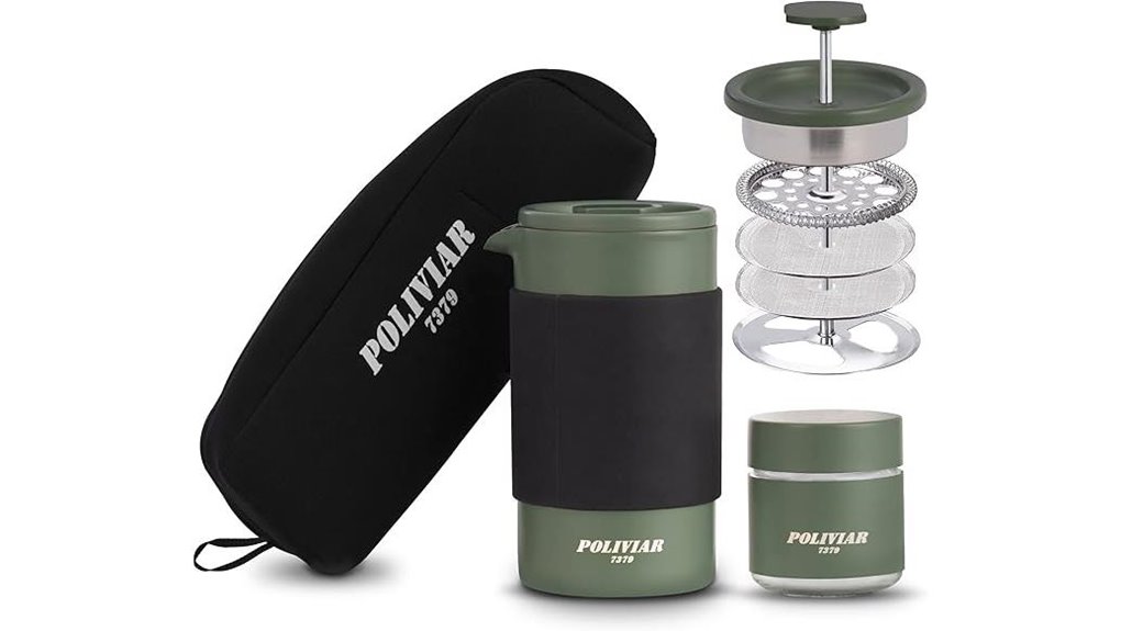 Best Travel French Press Kits With No‑Glass Designs 11 12oz dual filter stainless press