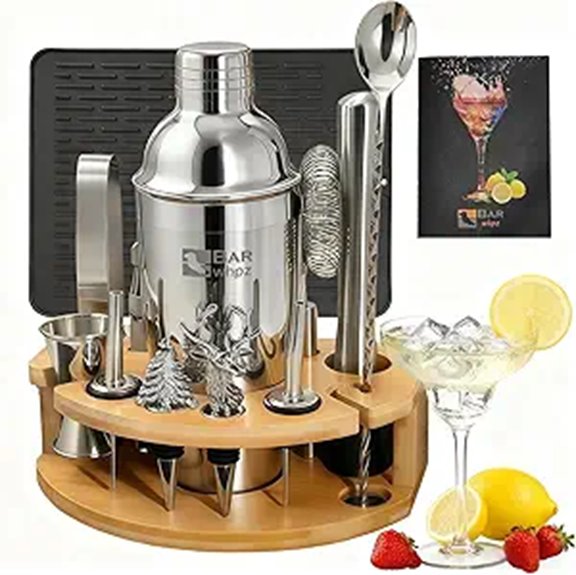 Must-Have Cocktail shaker set for Home Mixologists 10 13 piece cocktail kit stand