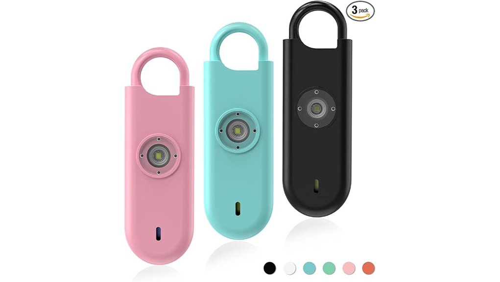 Personal Safety Alarms With Easy Pull‑Pins for Travelers 4 140 decibel strobe safety keychain