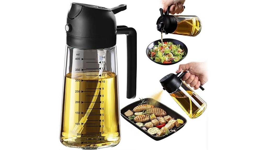 Best Refillable cooking oil bottle (spout) That Saves Waste 3 16oz black olive sprayer