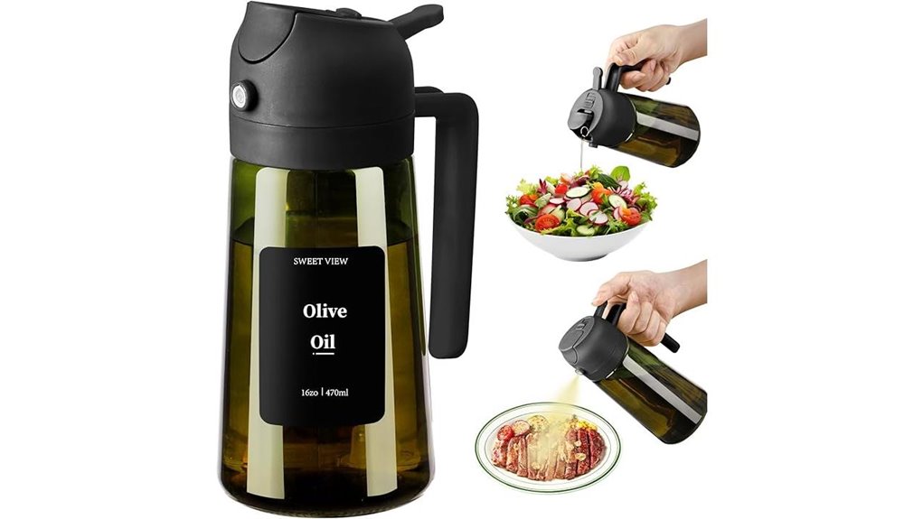 Best Refillable cooking oil bottle (spout) That Saves Waste 5 16oz glass olive sprayer