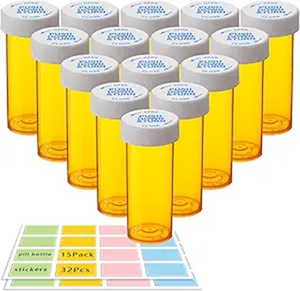 Best Small, Labeled, Durable Travel Pill Bottles You Need 2 1oz child resistant 15 pack bottles