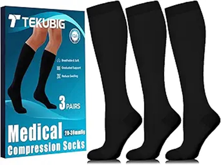 Best Compression Socks for Long Bus Rides (Graduated Fit) 2 20 30mmhg knee compression pack