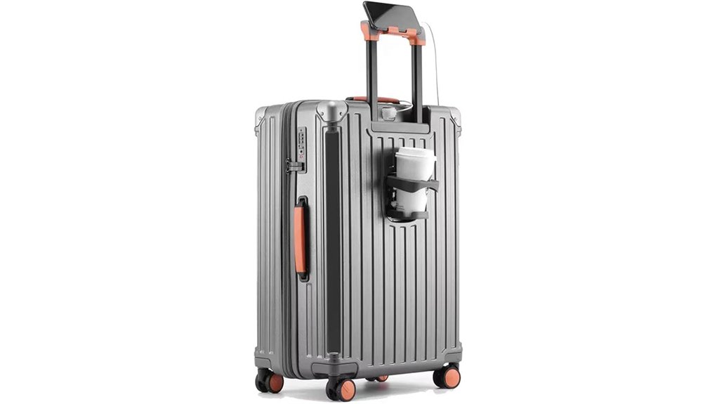 20 inch gray expandable suitcase