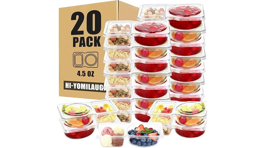 Reusable Snack Containers for Day Trips (Leakproof) Keep Fresh 14 20 pack bpa free two compartment containers