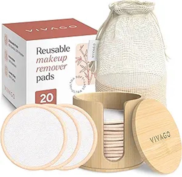 Reusable Cotton Rounds for Travel: Washable Kit That Save Time 10 20 pack cotton rounds bamboo holder