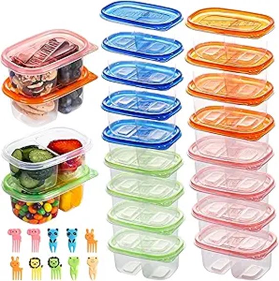 Best Leakproof Stackable Snack Containers for Day Tours 5 20 pack double compartment snack containers