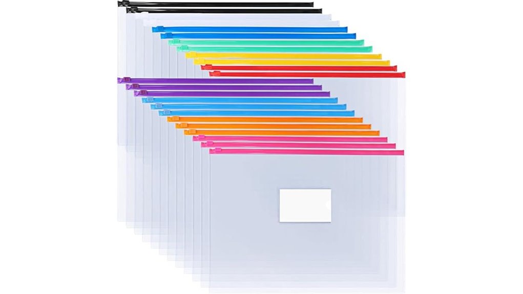 Best Zip Pouches for Travel Receipts and Tickets (Easy Sort) 15 24 count 10 color a4 polyzip