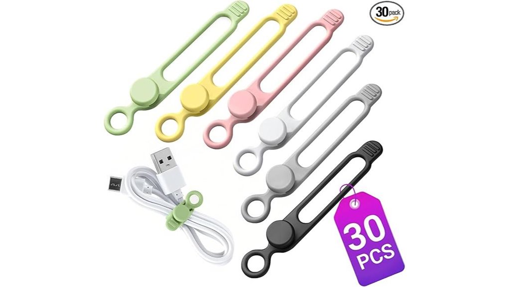 30 pack silicone cord ties