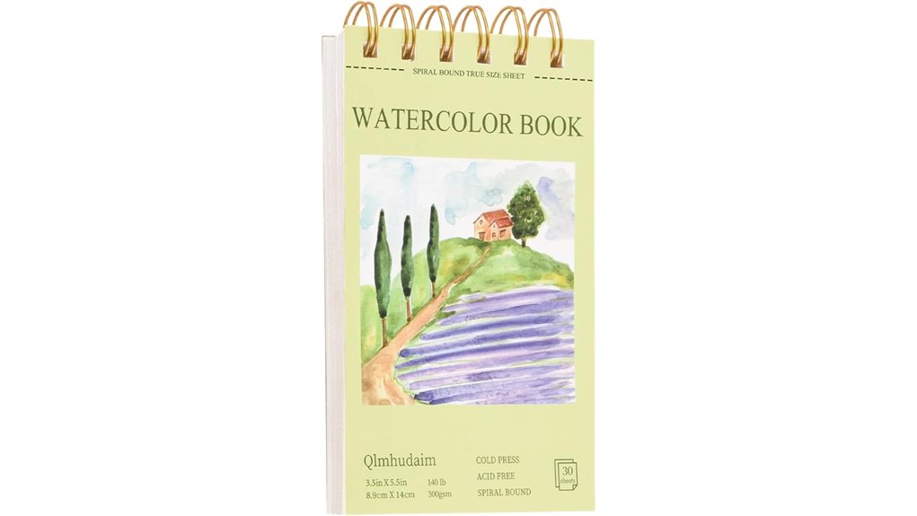 30 page spiral bound 140lb watercolor