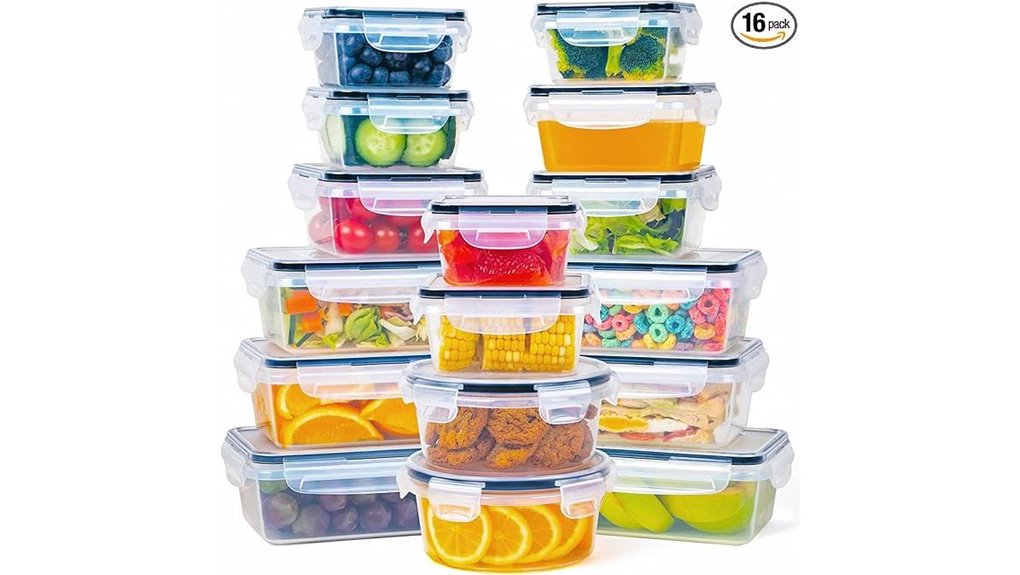 Travel-Friendly Food Storage Containers With Snap Lids 10 32 piece airtight food containers