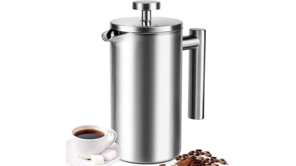 French press (shatterproof) That Lasts a Lifetime 5 34oz stainless doublewall dishwasherproof