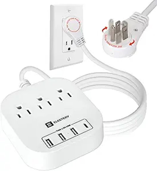 Essential Flat-Plug Power Strips for Travelers 13 360 rotating 3ac 4usb strip