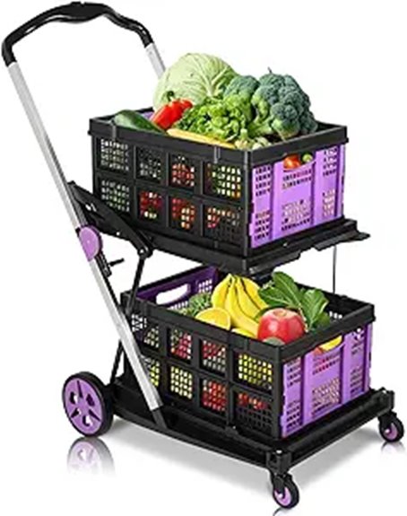 Packable Shopping Carts for City Markets Make Hauling a Breeze 3 360 swivel folding cart