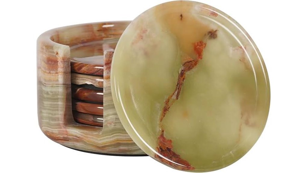3 5 inch green marble coasters