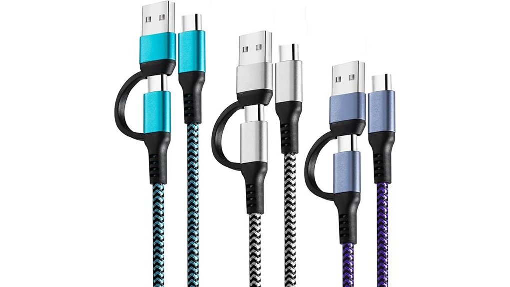 Braided Travel Cables (Reinforced Ends) For On‑The‑Go Power 4 3 pack 60w usb c qc pd