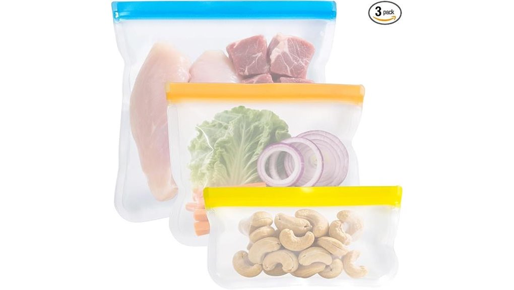 3 pack reusable silicone bags