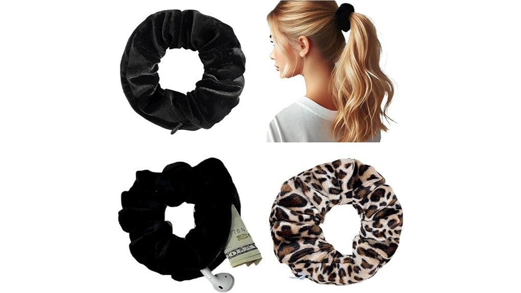 3 pack velvet pocketed scrunchies