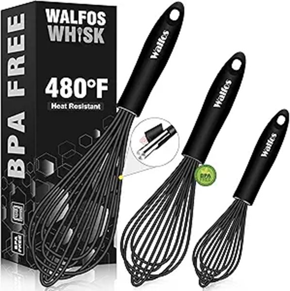 3 piece silicone stainless whisk