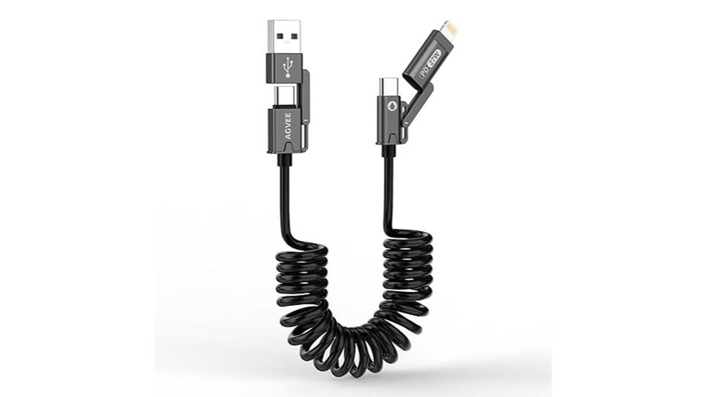 3ft 4 in 1 coiled cable