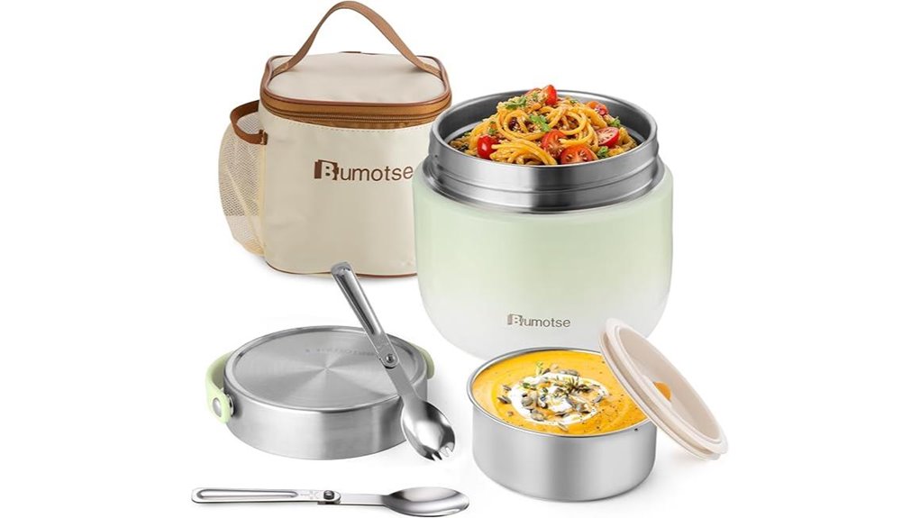 The Best Insulated Lunch Jars for Winter Day Trips: Leak-Proof 7 40oz insulated dual compartment spoon fork