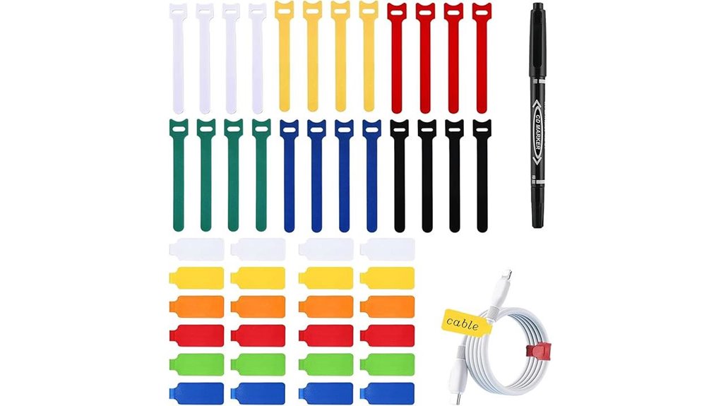Reusable Cable Labels for Travel Kits (Color-Coded) Stay Tidy 3 48 pack reusable cable labels