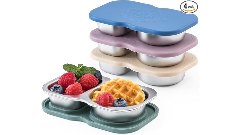 4 pack 2 compartment snack containers