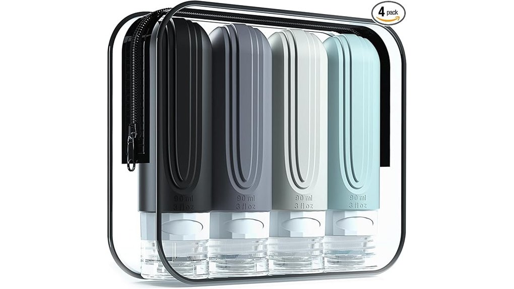 Leak-Proof Refillable Travel Bottles: Cap Design Don’t Leak 4 4 pack 3oz tsa approved bottles