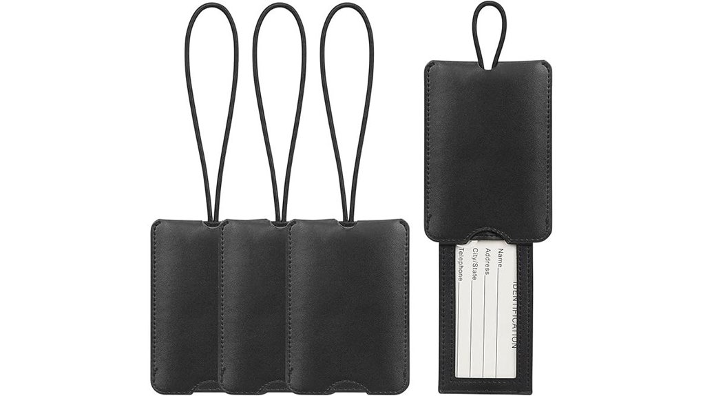 Best Luggage Tag Covers With Privacy Flaps That Stay Shut 14 4 pack black leather tags
