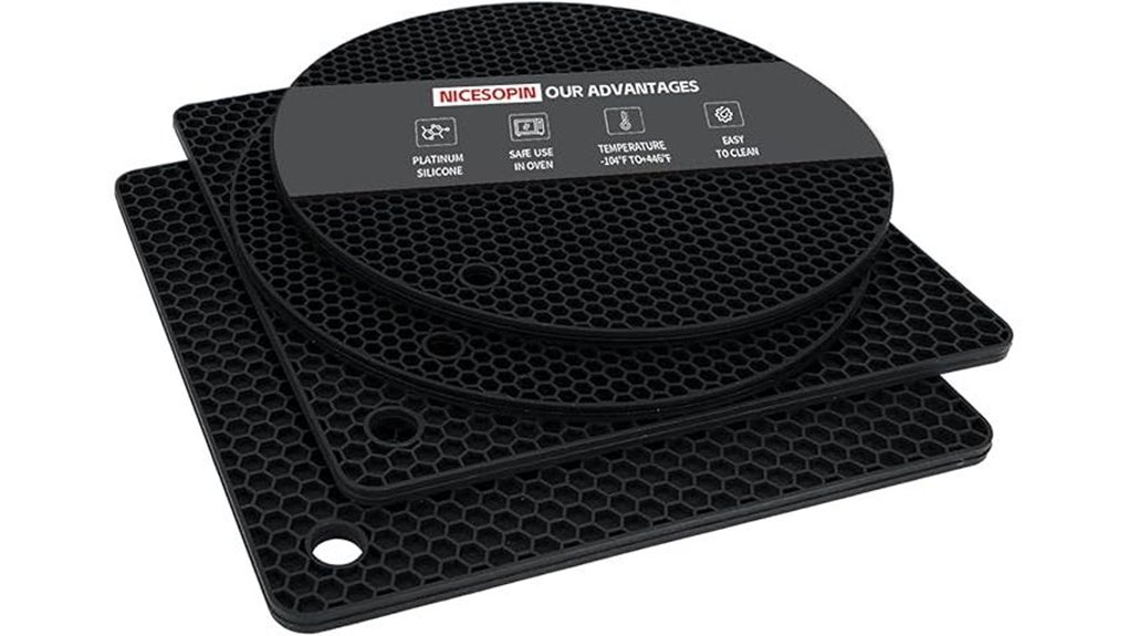 4 pack black silicone heat resistant pads