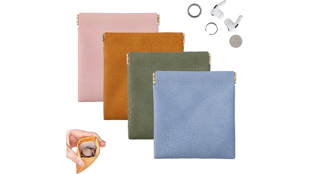 4 pack pu leather travel coin pouch