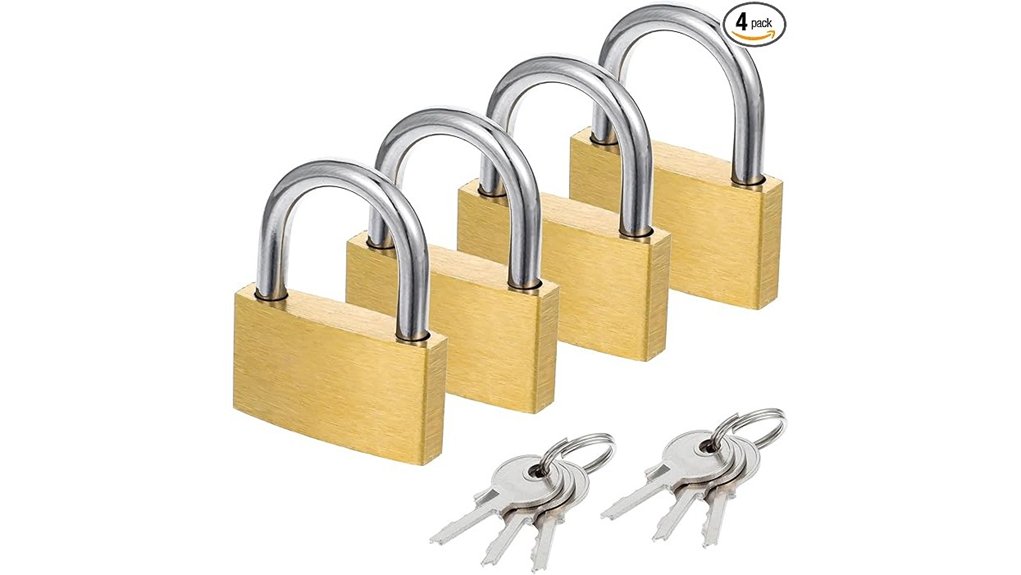 4 pack waterproof brass padlocks