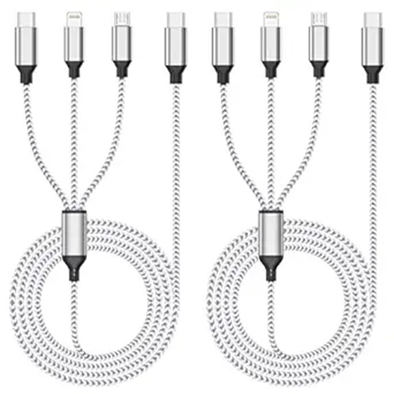 Braided Travel Cables (Reinforced Ends) For On‑The‑Go Power 3 4ft usb c 3 in 1 set