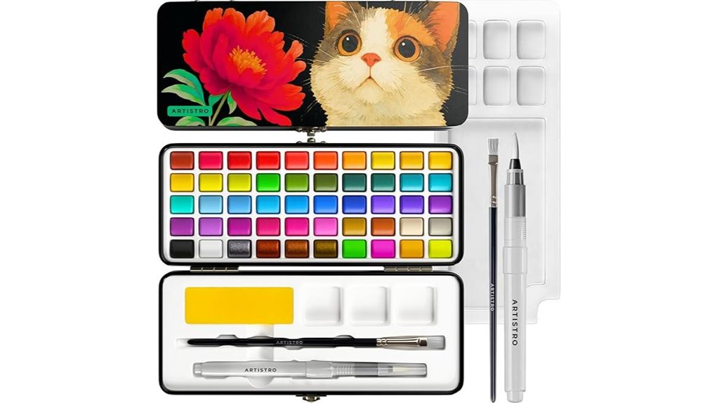 Best Watercolor Travel Sets (Pan Paints) for Artists on the Go 5 50 color artistro watercolor set