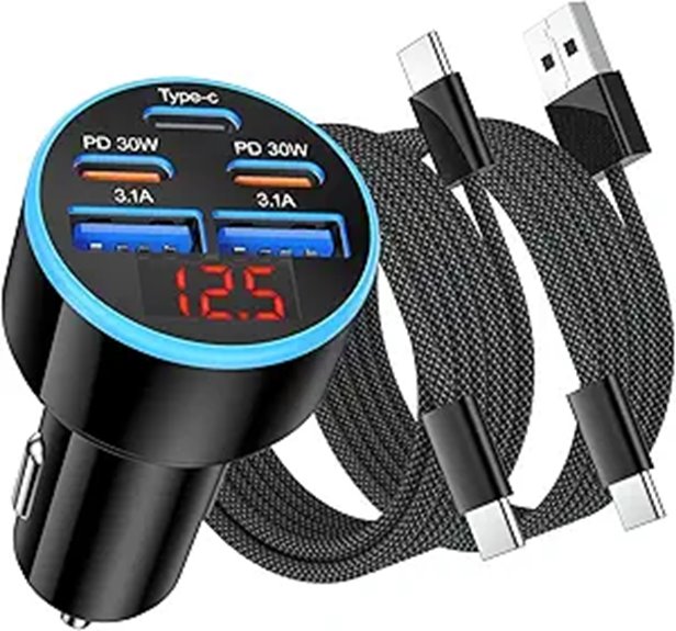 Fast‑Charging USB‑C Car Chargers for Road‑Trip Power 10 5 in 1 90w usb c voltmeter