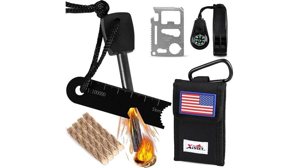 Weatherproof Pocket Fire Starters for Travelers & Campers 15 5 in 1 flint steel starter