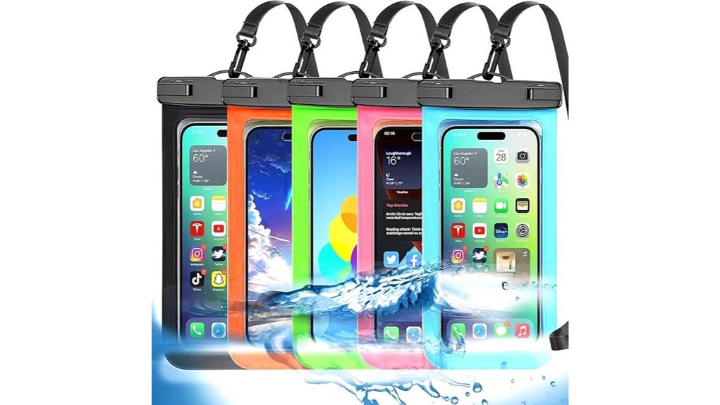 Best Sealed Floatable Phone Dry Boxes for Beach Days 9 5 pack colorful waterproof pouches