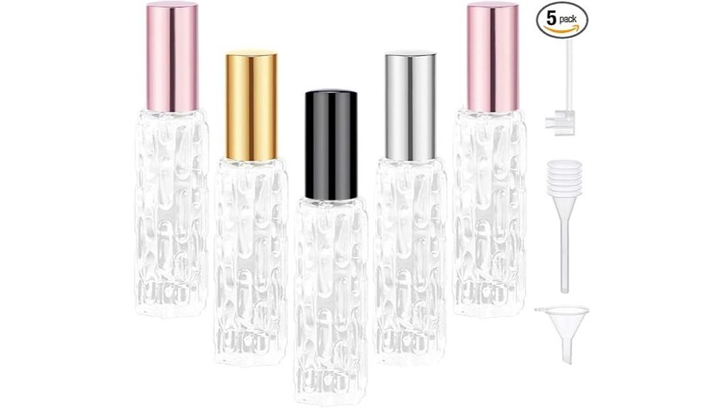 Refillable Atomizers for Body Spray (no accidental misting) 5 5 piece 10ml perfume set