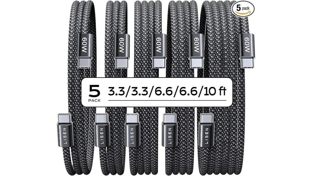 Charging Cable Sets for Travel Keep You Connected Anywhere 6 60w lisen 5 pack usb c
