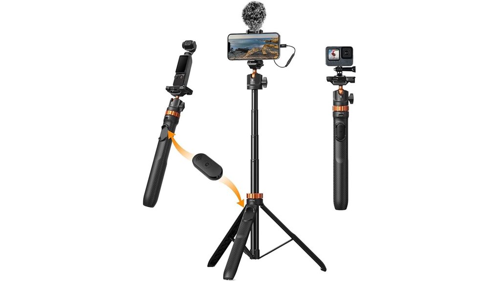 Selfie Sticks That Double as Tripods With Sturdy Hinges 5 62 inch selfie tripod remote