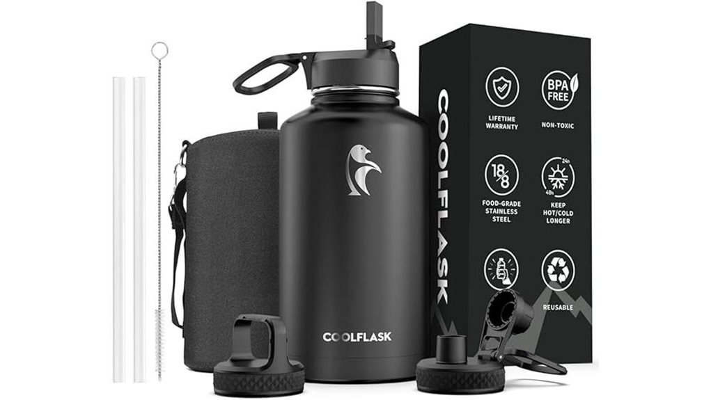 64oz insulated bottle straw3lids