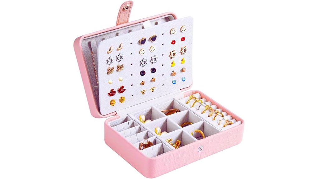 Travel Jewelry Organizers: No Tangling, No Lost Studs 8 68 hole pink jewelry case