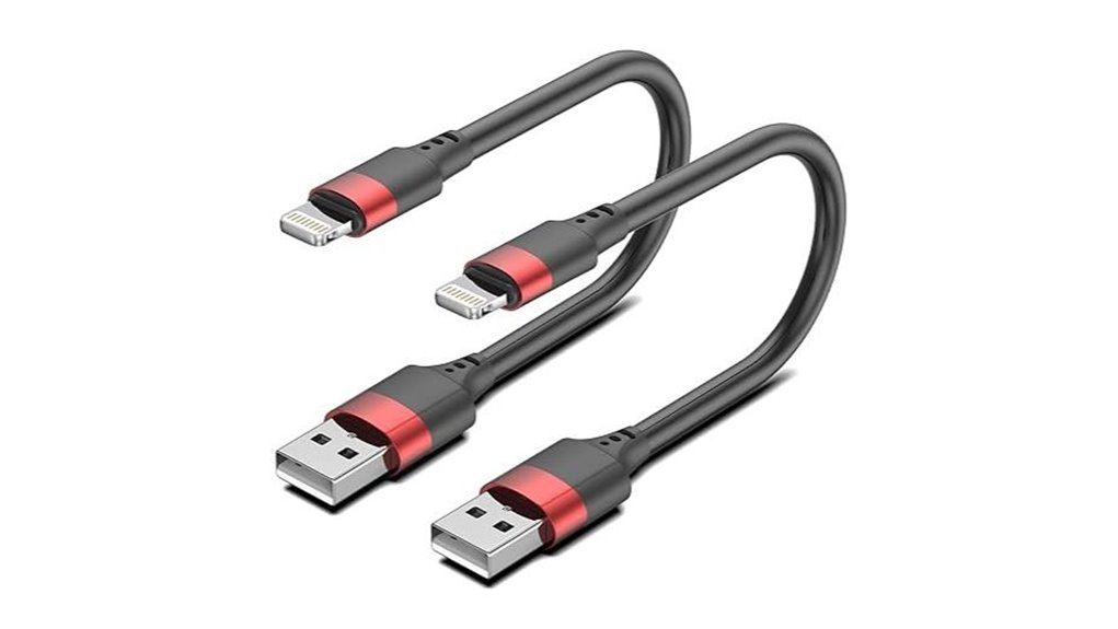 Short Charging Cables for Airports (No Cable Sprawl) On-the-Go 11 6 inch mfi lightning 2 pack