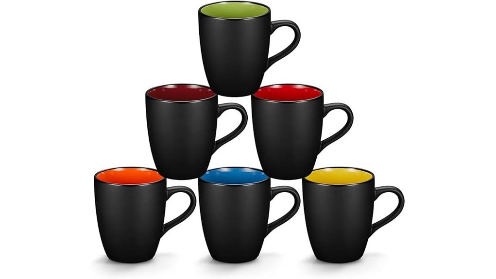 6 pack matte black mugs
