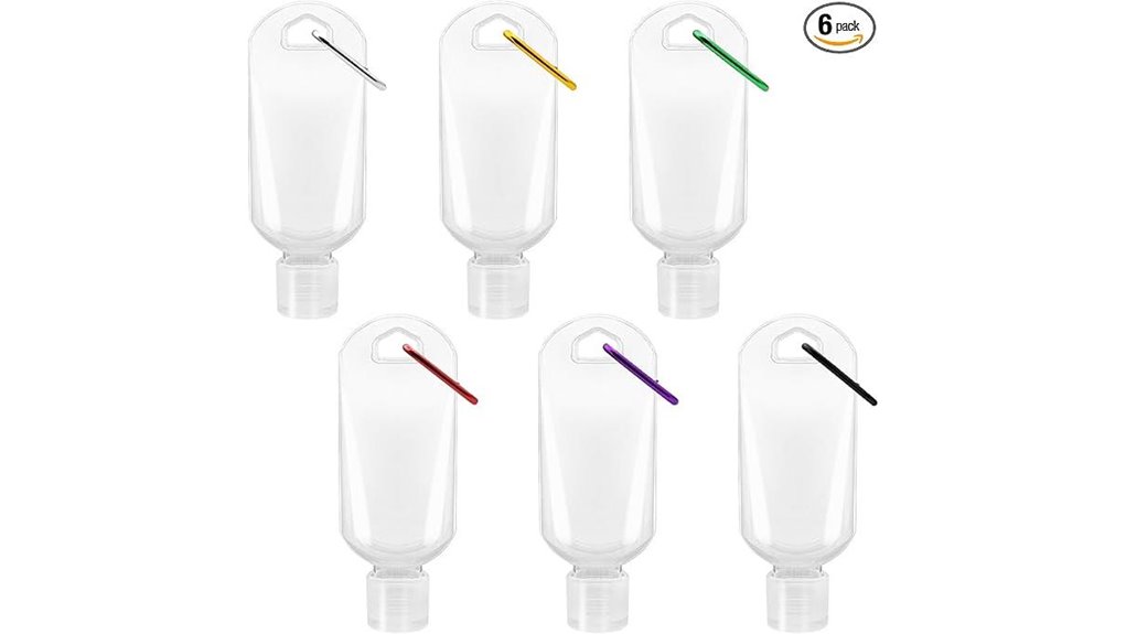 Portable Travel Hand Sanitizer Bottles (Refillable, clip-on) 14 6 pack travel refillable sanitizer