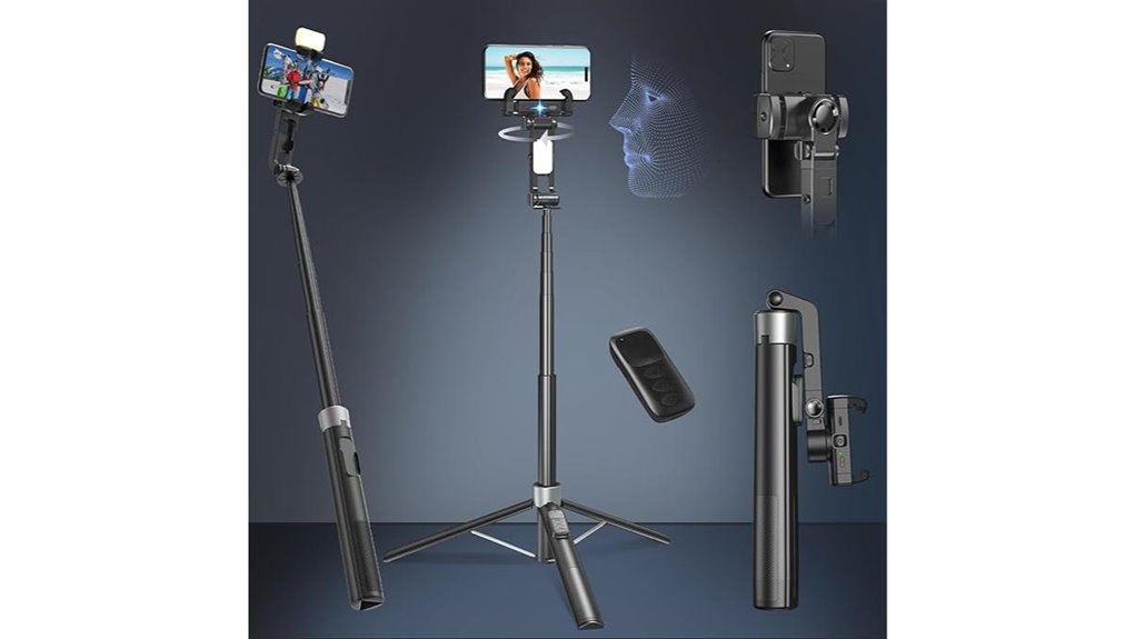 Selfie Sticks That Double as Tripods With Sturdy Hinges 10 71 inch 360 gimbal tripod